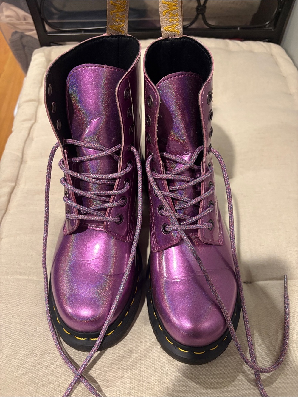 Dr. Martens Metallic Purple Lace-Up Combat Boots